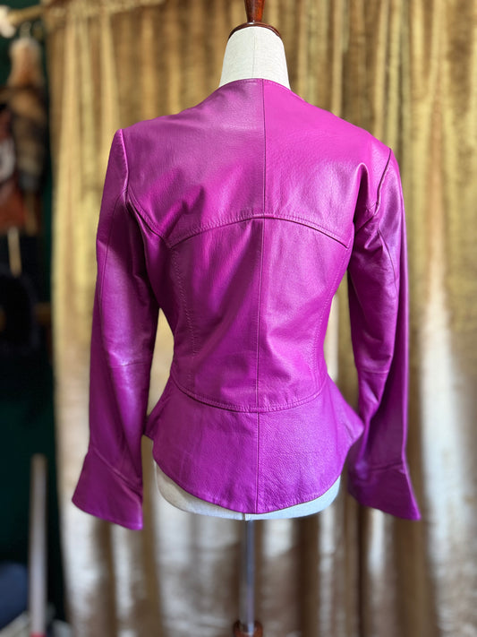Shape fx Leather Jacket, Magenta | XS/S