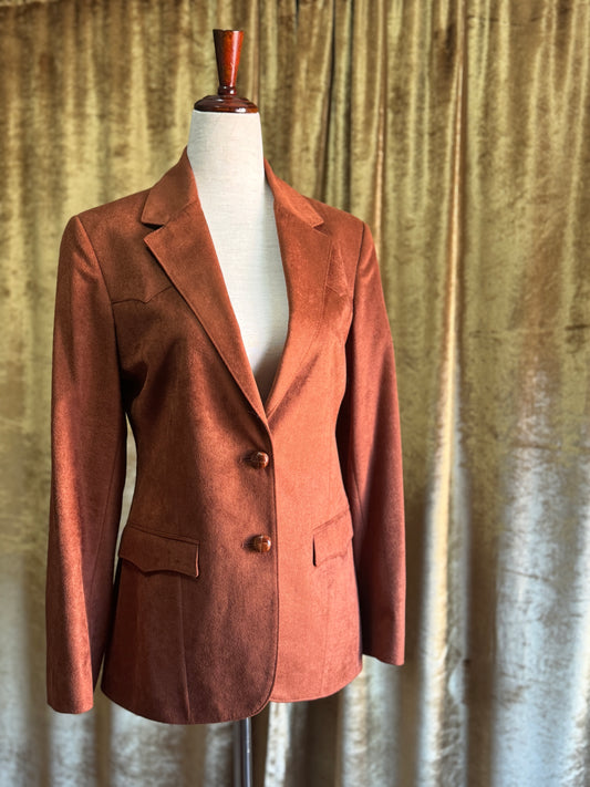 Vintage Western Blazer by Farah | Micro Suede | Rust Brown
