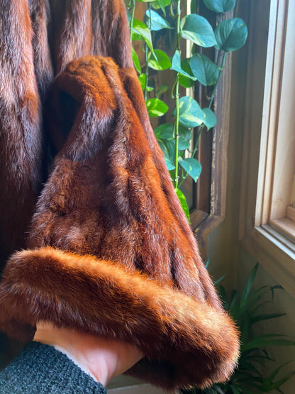 1940’s Benton Furs Genuine Marmot Real Fur Coat | rich cognac brown Womens L/XL