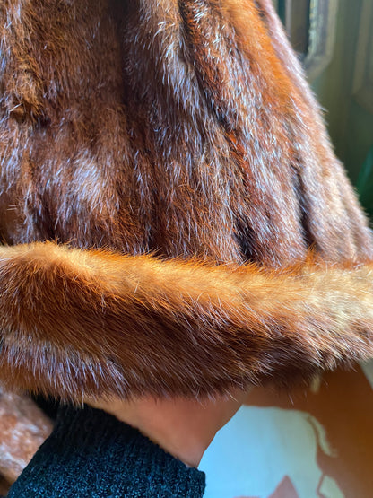 1940’s Benton Furs Genuine Marmot Real Fur Coat | rich cognac brown Womens L/XL