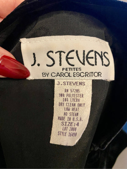 Vintage Velvet Button Up Cocktail Dress, 90’s J.  Stevens by Carol Escritor, Inky Black, Vampy Vixen, Gothic, Pinup | Ultra Stretch, Sz 4