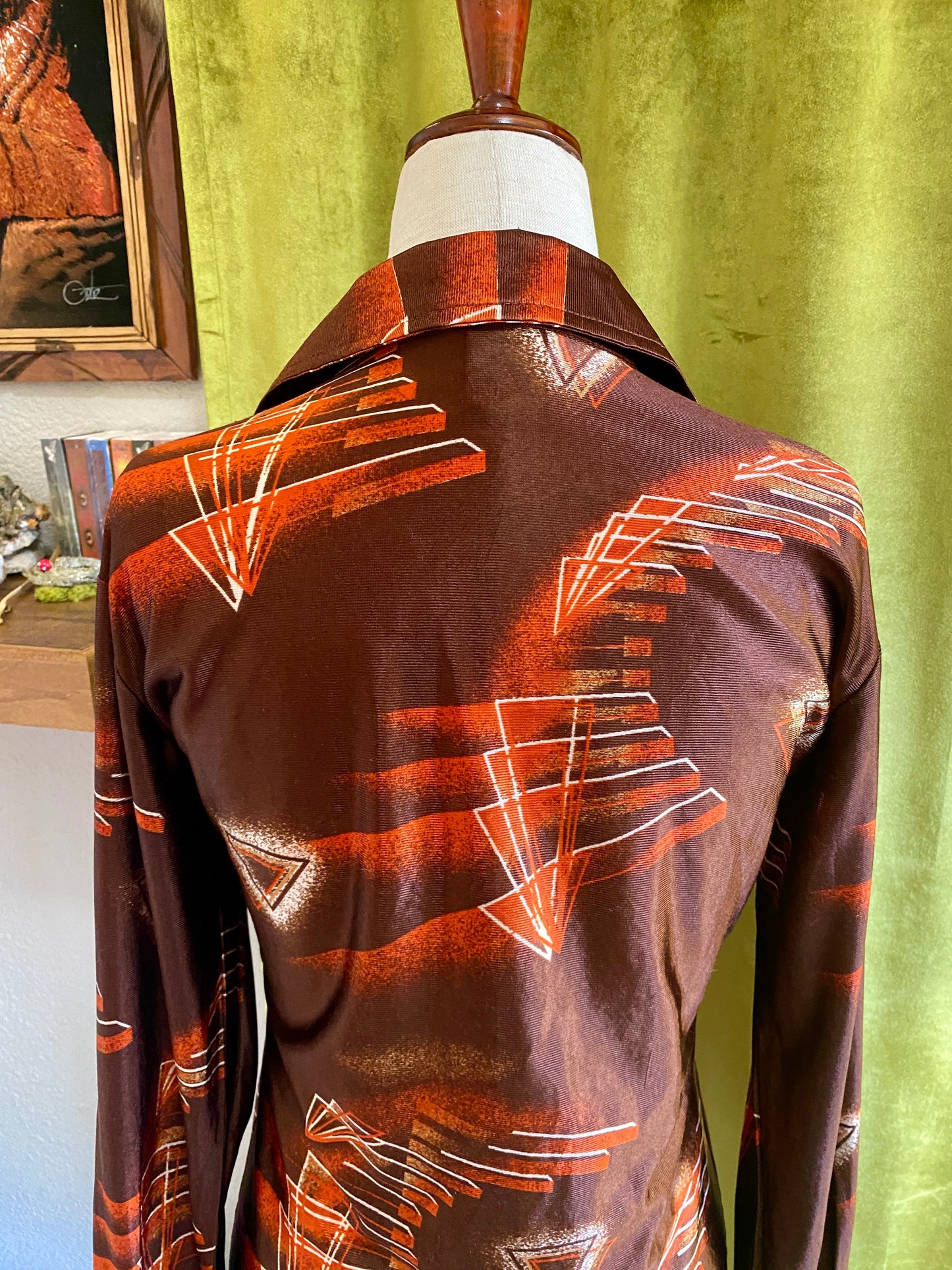 Vintage 1970s Shimmery Button Down Top |  Disco | Unisex S/M