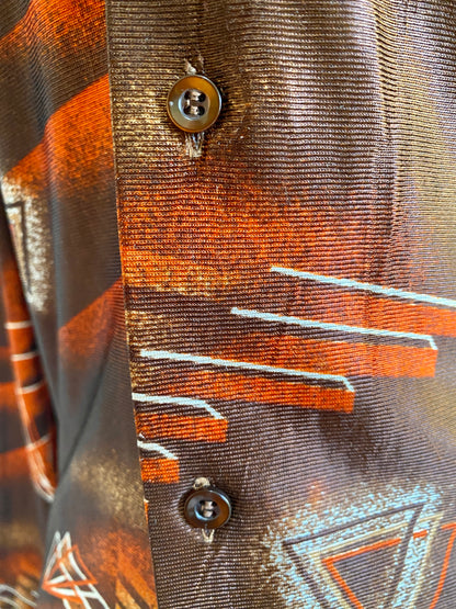 Vintage 1970s Shimmery Button Down Top |  Disco | Unisex S/M