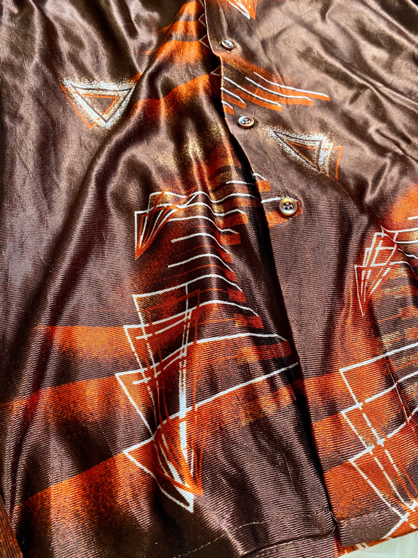 Vintage 1970s Shimmery Button Down Top |  Disco | Unisex S/M