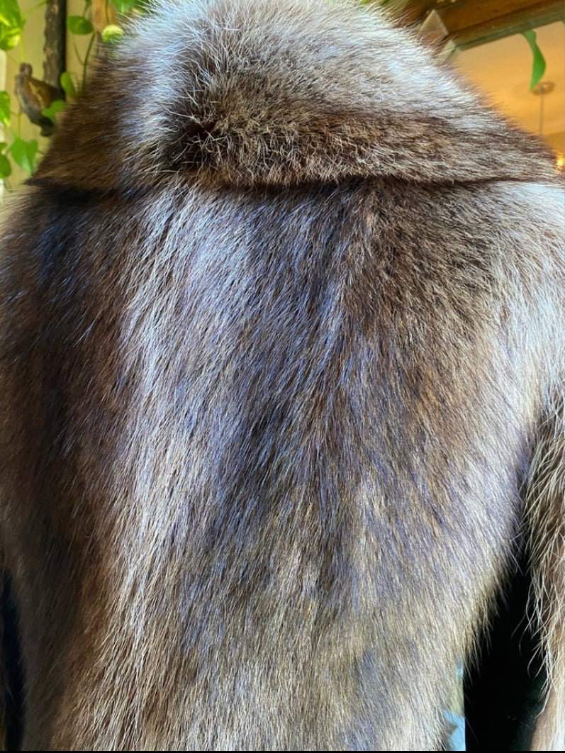 Vintage Fox Fur & Black Suede Jacket | Women's S