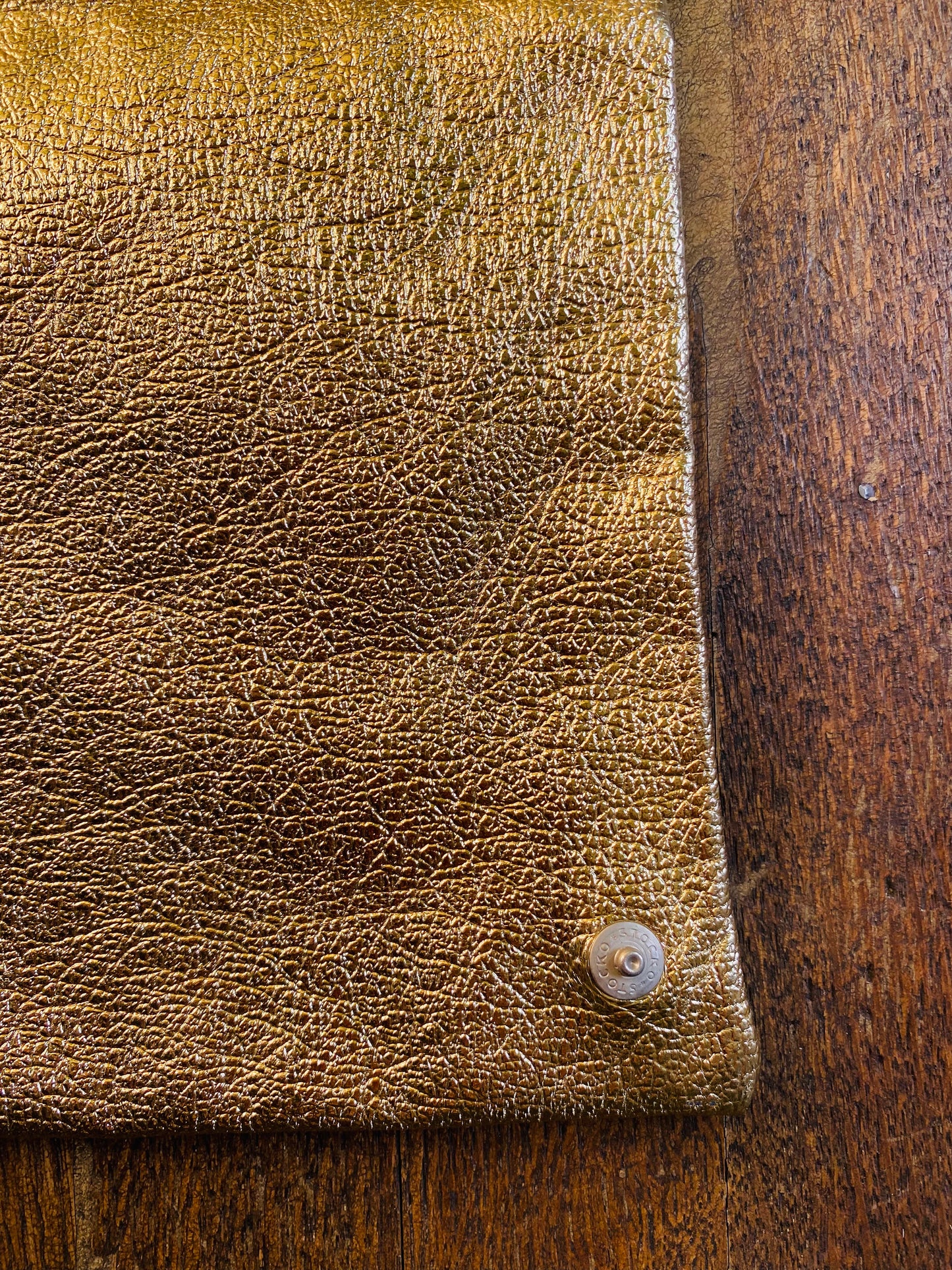 Vintage Gold Lamé Purse, Clutch, Folding Handbag, 1960s 1970s, Snap Button, Cognac Brown Lucite Handles, Disco Queen