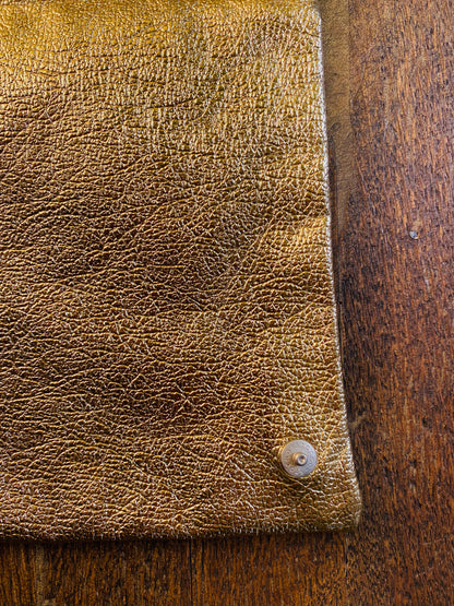 Vintage Gold Lamé Purse, Clutch, Folding Handbag, 1960s 1970s, Snap Button, Cognac Brown Lucite Handles, Disco Queen