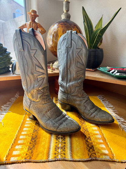 Men’s El Dorado Cowboy Boots, Western, Marbled Grey Lizard Skin, Sz 8 D width