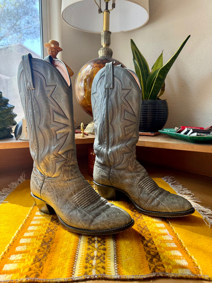 Men’s El Dorado Cowboy Boots, Western, Marbled Grey Lizard Skin, Sz 8 D width