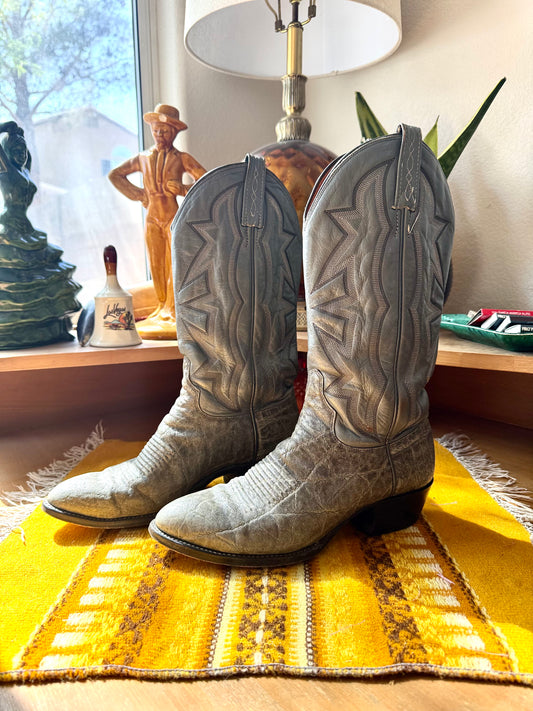 Men’s El Dorado Cowboy Boots, Western, Marbled Grey Lizard Skin, Sz 8 D width