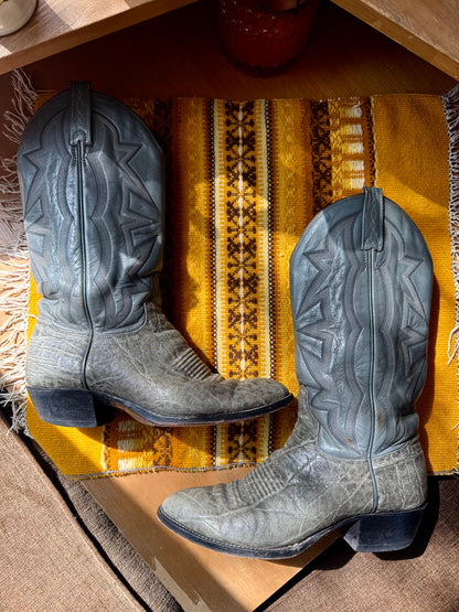 Men’s El Dorado Cowboy Boots, Western, Marbled Grey Lizard Skin, Sz 8 D width