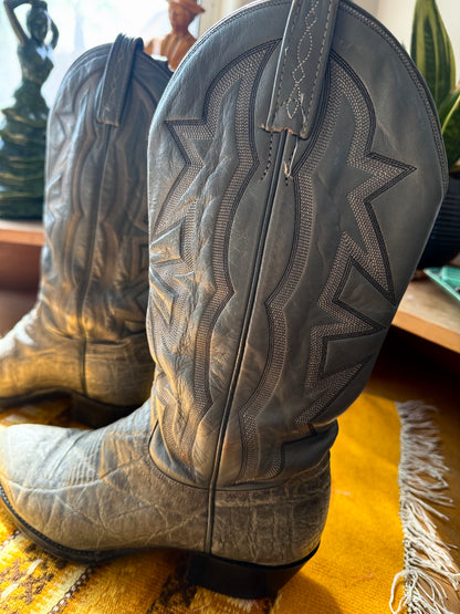 Men’s El Dorado Cowboy Boots, Western, Marbled Grey Lizard Skin, Sz 8 D width