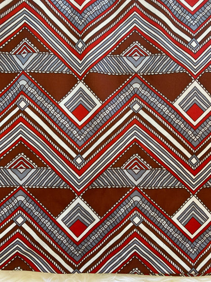 Vintage Gaucho Pants, 1960s 1970s, Great Abstract Chevron Striped Pattern in Brown Red and White, Great