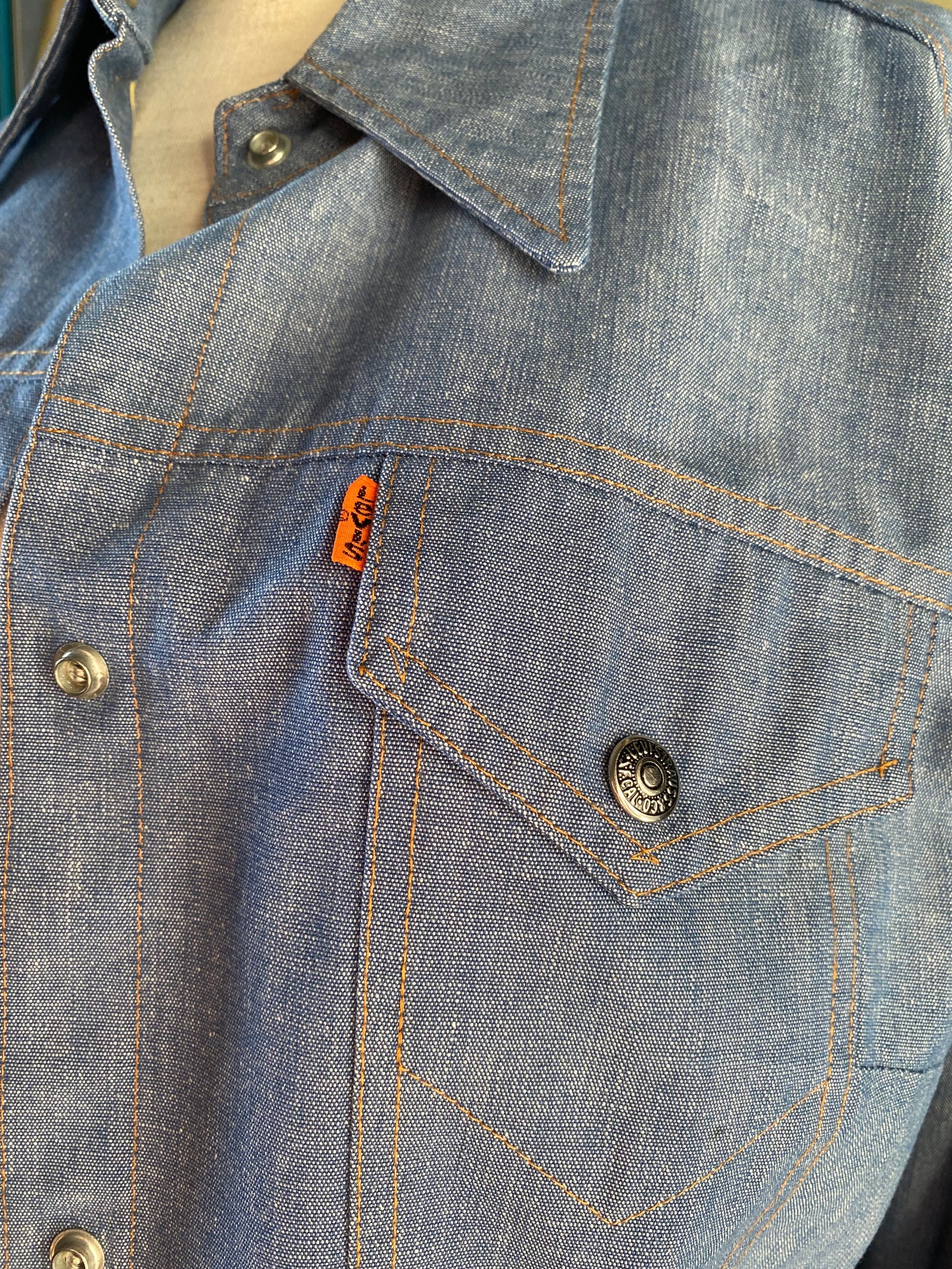 Vintage Orange Tab Levi’s Chambray Jean Jacket, 1970s | Womens M
