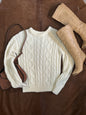 Vintage Cable Knit Sweater, 1970’s 1980’s Ivory, Cream, Montgomery Ward, Sz M/L