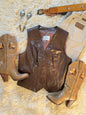 Women’s Vintage H BAR C Leather Vest | Brown | Cowgirl Western |  XS