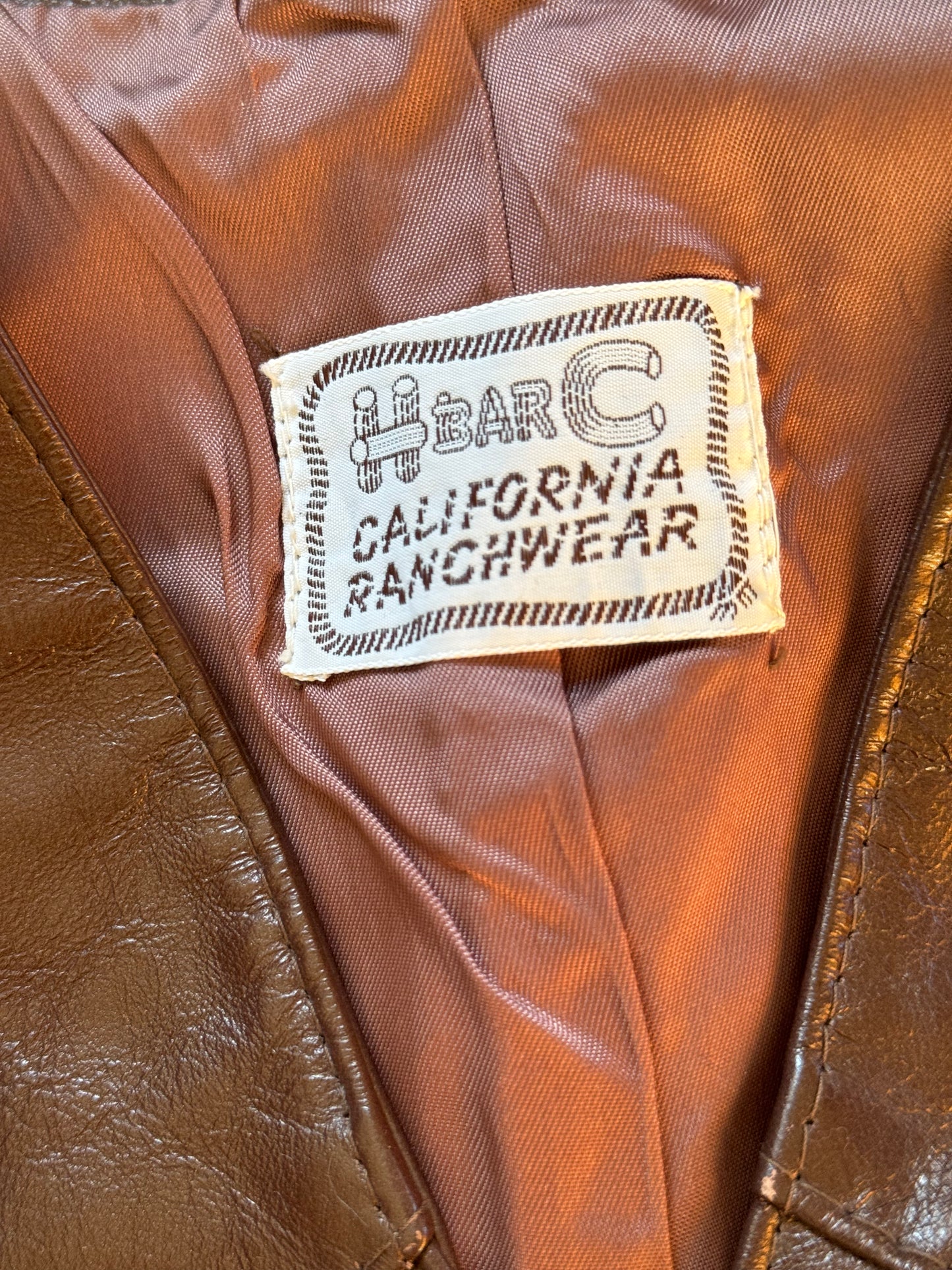 Women’s Vintage H BAR C Leather Vest | Brown | Cowgirl Western |  XS