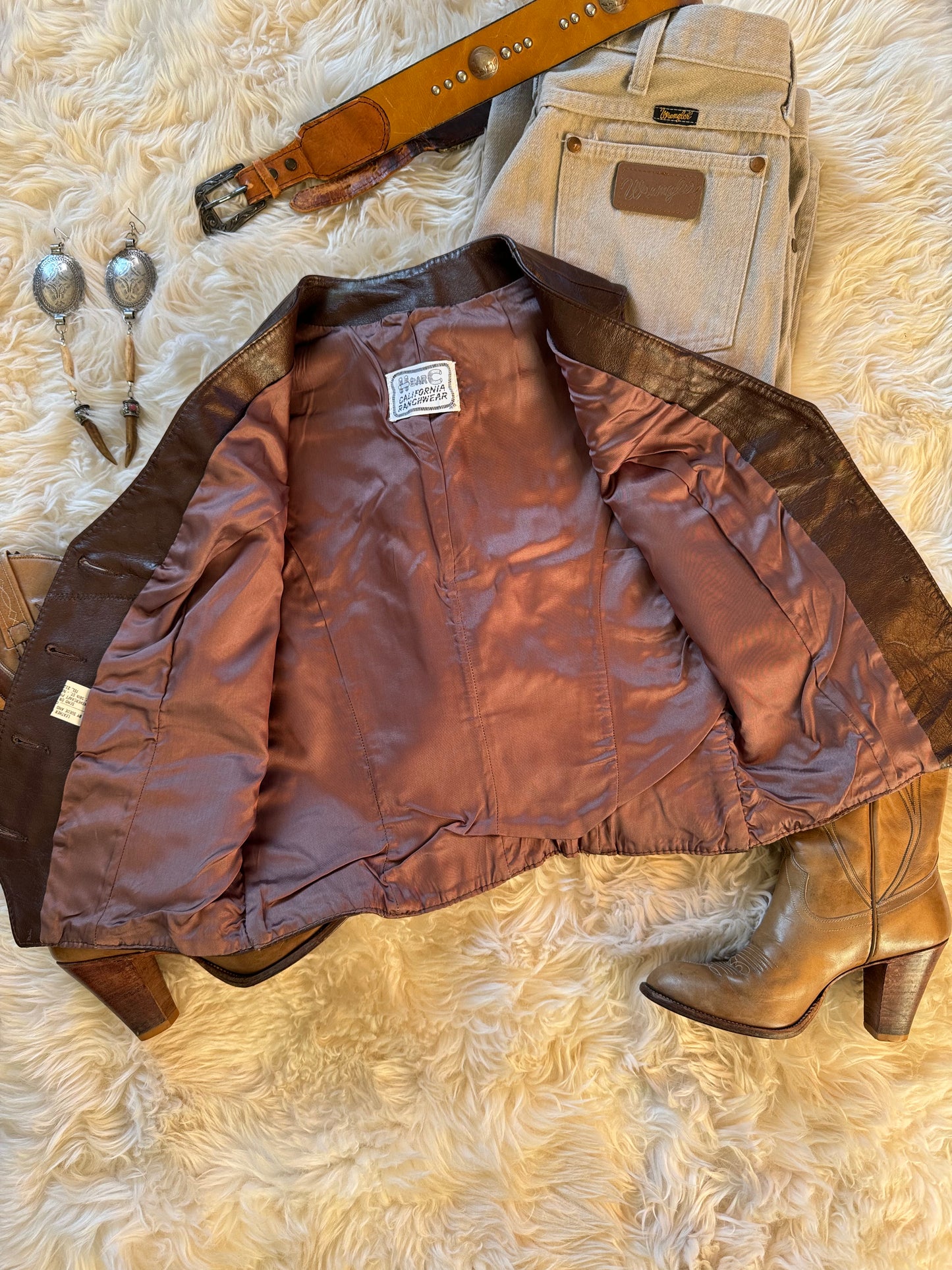 Women’s Vintage H BAR C Leather Vest | Brown | Cowgirl Western |  XS