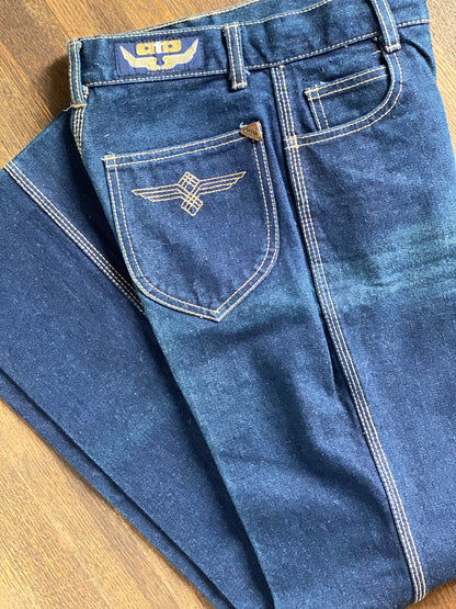 1970’s Vintage High-Rise Jeans by Anthony ATB |Thunderbird Design Stitching | XXS-XS