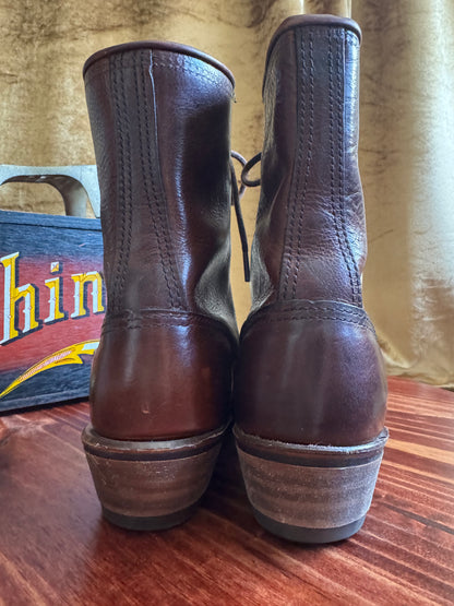 Men’s Western Packer Kiltie Boots | Lace-Up Brown Leather | Men’s Size 7 M
