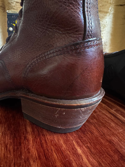 Men’s Western Packer Kiltie Boots | Lace-Up Brown Leather | Men’s Size 7 M