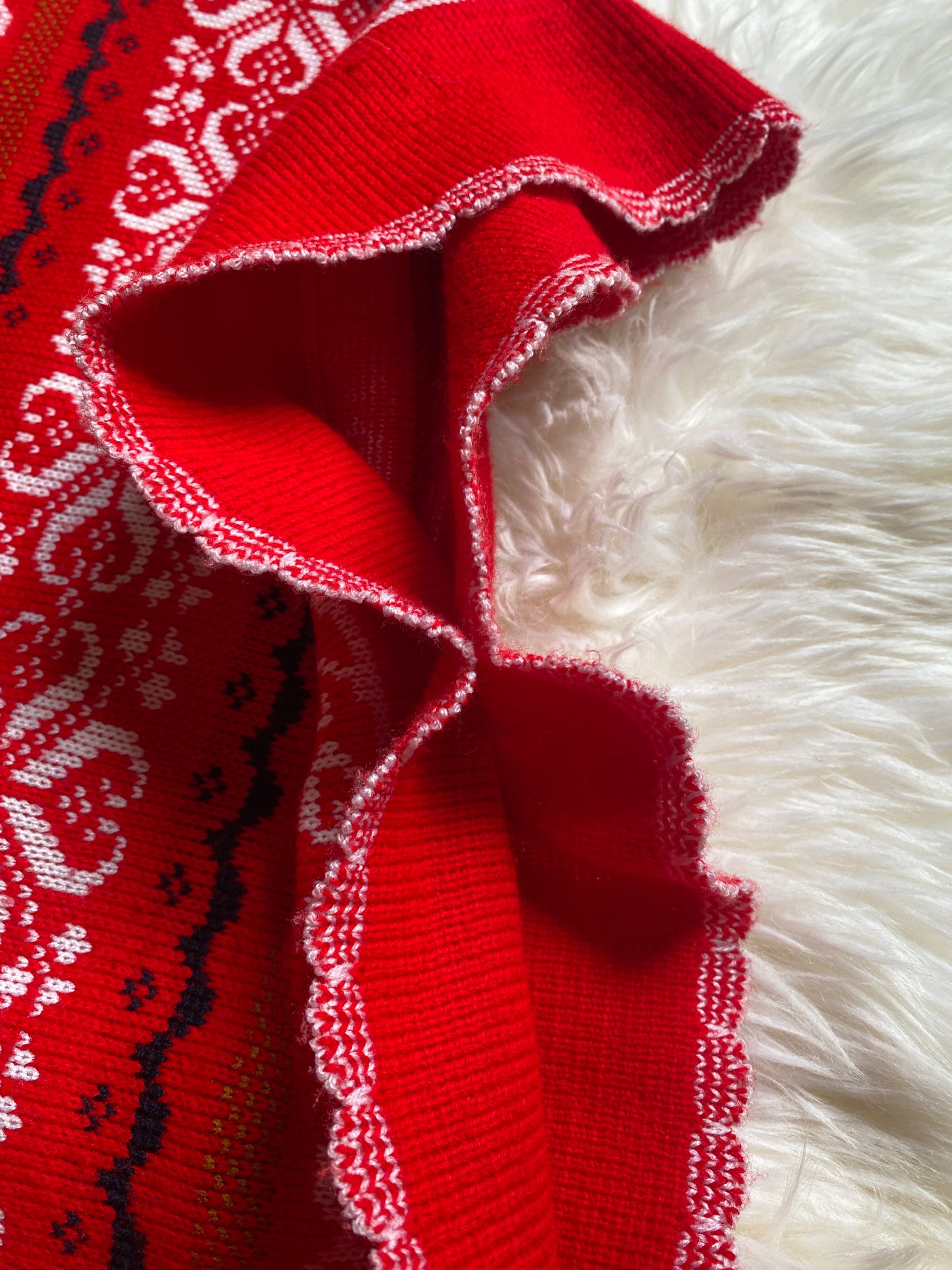 Vintage Southwest Poncho Knit Sweater w/ fringe | 1960s 1970s | Red White & Blue | OS