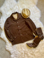 Vintage Mens Western Button-Down Shirt, 1970s, Brown Polyester, Lightweight with Front Patch Pockets